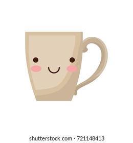 porcelain mug of coffee with handle colorful kawaii silhouette vector illustration