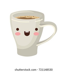 porcelain mug of coffee with handle colorful kawaii silhouette vector illustration