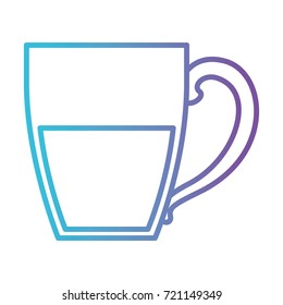 porcelain mug of coffee with handle gradient color silhouette from blue to purple vector illustration