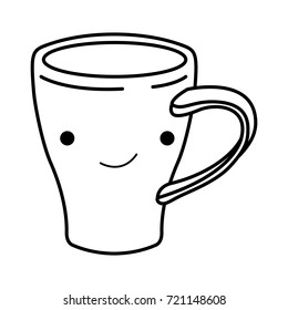 porcelain mug of coffee with handle monochrome kawaii silhouette vector illustration