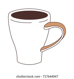 porcelain mug of coffee with handle silhouette color section on white background vector illustration