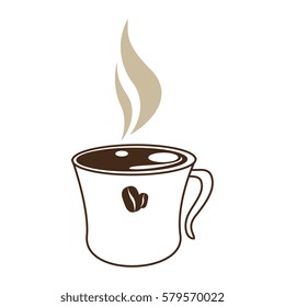 porcelain mug coffee with smoke aroma and symbol grains