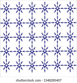 porcelain, pattern abstract flower indigo background, cute ceramic blue and white floral seamless decor vector illustration - Vector.