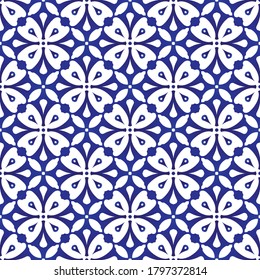 porcelain pattern, ceramic seamless decor, blue and white modern background for design, chinaware, pottery, earthenware, mosaic, texture, indigo, textile, batik, beautiful China wallpaper, vector