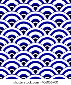 porcelain pattern, Seamless porcelain indigo blue and white simple art decor wave pattern vector, Chinese blue pattern