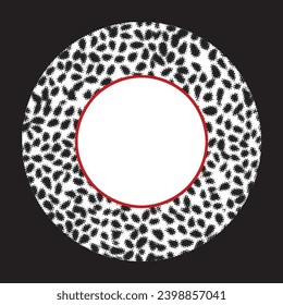 Porcelain plate with animal leopard skin textured design in Asian style. design pattern for background, plate, dish, bowl, lid, tray, salver, vector illustration art embroidery. line circle plate.