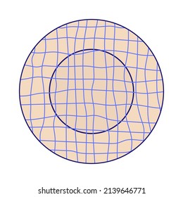 Porcelain plate dish round shape. Modern decorative utensils. Colored vector illustration