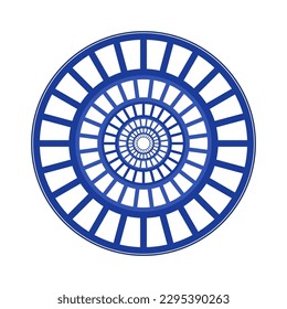 Porcelain plate with traditional blue on white design in Asian style. design pattern for background, plate, dish, bowl, lid, tray, salver, vector illustration art embroidery. trapezoid circle plate.