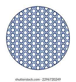Porcelain plate with traditional blue on white design in Asian style. design pattern for background, plate, dish, bowl, lid, tray, salver, vector illustration art embroidery. seamless hexagon plate.