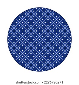 Porcelain plate with traditional blue on white design in Asian style. design pattern for background, plate, dish, bowl, lid, tray, salver, vector illustration art embroidery. cross line diamond plate.