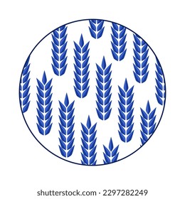 Porcelain plate with traditional blue on white design in Asian style. design pattern for background, plate, dish, bowl, lid, tray, salver, vector illustration art embroidery. rice pattern plate.