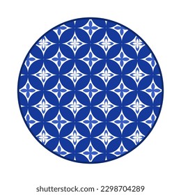 Porcelain plate with traditional blue on white design in Asian style. design pattern for background, plate, dish, bowl, lid, tray, salver, vector illustration art embroidery. leaf and petal flower.