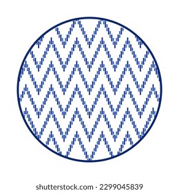 Porcelain plate with traditional blue on white design in Asian style. design pattern for background, plate, dish, bowl, lid, tray, salver, vector illustration art embroidery. rectangle zigzag plate.