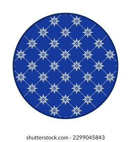 Porcelain plate with traditional blue on white design in Asian style. design pattern for background, plate, dish, bowl, lid, tray, salver, vector illustration art embroidery. white flower line plate.
