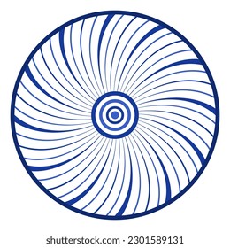 Porcelain plate with traditional blue on white design in Asian style. design pattern for background, plate, dish, bowl, lid, tray, salver, vector illustration art embroidery. spiral line with circle. 
