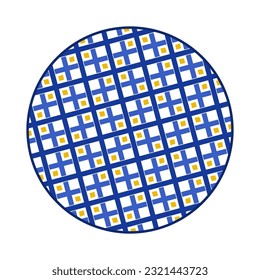 Porcelain plate with traditional blue on white design in Asian style. design pattern for background, plate, dish, bowl, lid, tray, salver, vector illustration art embroidery. golden diamond and line.