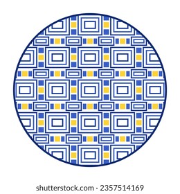 Porcelain plate with traditional blue on white design in Asian style. design pattern for background, plate, dish, bowl, lid, tray, salver, vector illustration art embroidery. rectangle and square. 