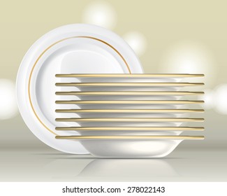 Porcelain plates on a white background set 1