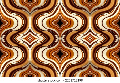 Porcelain seamless fabric pattern bright brown tone. Abstract traditional folk ikat antique porcelain graphic line. Texture textile vector illustration ornate elegant luxury vintage retro style.