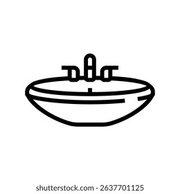 porcelain sink line icon vector. porcelain sink sign. isolated contour symbol black illustration