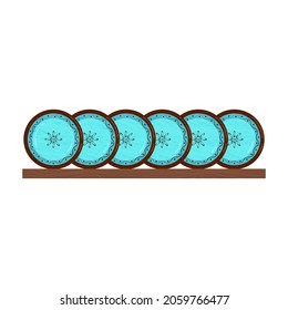 Porcelain tableware. Ceramic kitchen utensils. Vector objects on a white background.