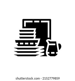porcelain tableware glyph icon vector. porcelain tableware sign. isolated contour symbol black illustration