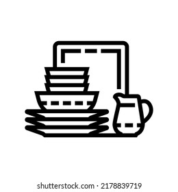 porcelain tableware line icon vector. porcelain tableware sign. isolated contour symbol black illustration