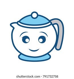 Porcelain teapot isolated smiling cartoon