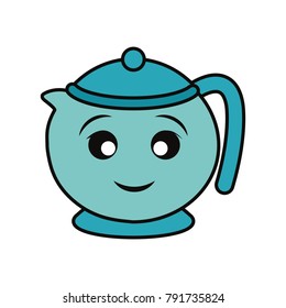 Porcelain teapot isolated smiling cartoon