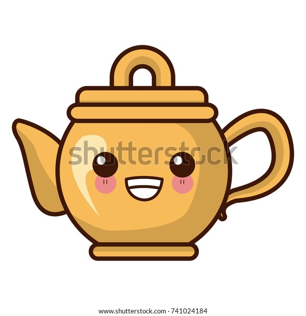 Porcelain Teapot Utensil Kawaii Cute Cartoon Stock Vector (Royalty Free ...