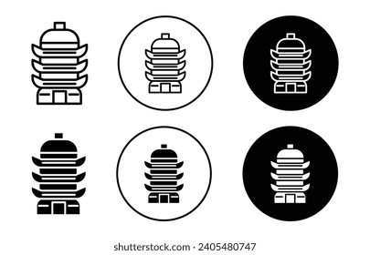 Porcelain Tower of Nanjing building icon symbol. chinese porcelain Nanjing tower landmark monument vector set line art  