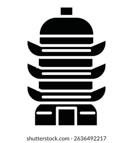 Porcelain Tower of Nanjing icon Flat outline fill black and white