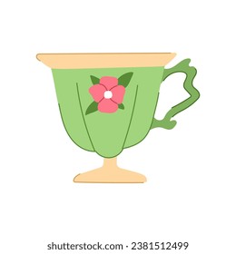 porcelain vintage cup cartoon. object coffee, tableware drink, retro ceramic porcelain vintage cup sign. isolated symbol vector illustration