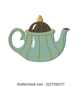porcelain vintage flat teapot vector illustration