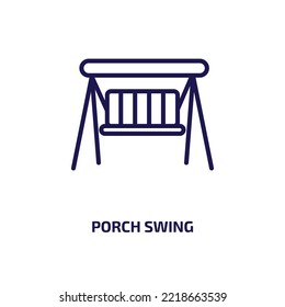 porch swing icon from furniture  household collection. Thin linear porch swing, furniture, porch outline icon isolated on white background. Line vector porch swing sign, symbol for web and mobile