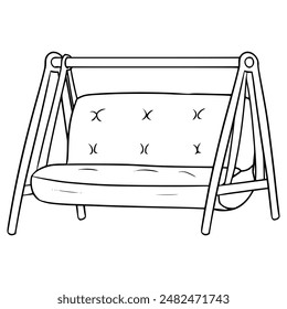 porch swing illustration hand drawn outline vector