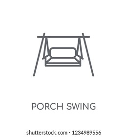 porch swing linear icon. Modern outline porch swing logo concept on white background from Furniture and Household collection. Suitable for use on web apps, mobile apps and print media.