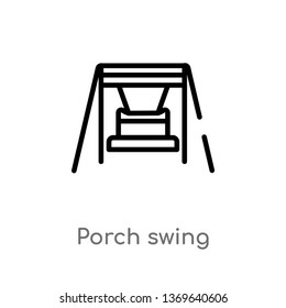 Porch Swing Vector Line Icon. Simple Element Illustration. Porch Swing Outline Icon From Furniture And Household Concept. Can Be Used For Web And Mobile