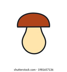 Porcini cep icon. Vector isolated linear color icon contour shape outline. Thin line. Modern glyph design. Mushrooms. Food ingredients.
