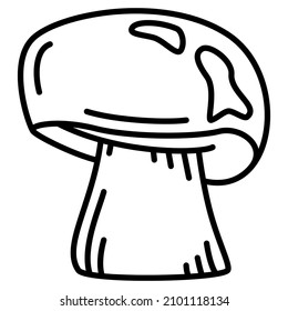 Porcini, a large white mushroom for eating. Natural nutrition, a healthy lifestyle, a place where mushrooms are grown. Vector icon, outline, isolated. Editable stroke