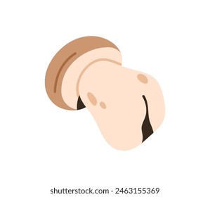 Porcini mushroom. Autumn forest fungus, Boletus with big thick stipe, stalk. Edible fresh food. Natural fall fungi. Flat graphic vector illustration isolated on white background