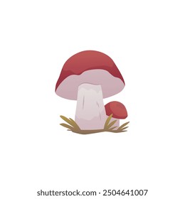 Porcini mushroom. Autumn harvest. Ordinary edible raw mushroom with a thick stalk, a brown cap. Ingredient for a fairy potion. Object for game design. Vector illustration isolated on white background.