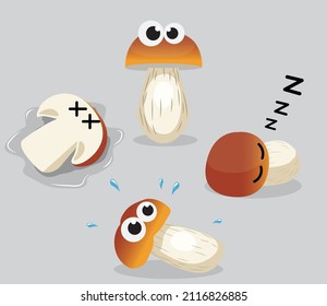 Porcini Mushroom Cartoon Character Vector Illustration