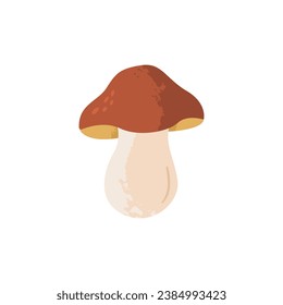 Porcini mushroom. Edible and delicious fungus. Vector cartoon illustration with texture isolated on the white background.