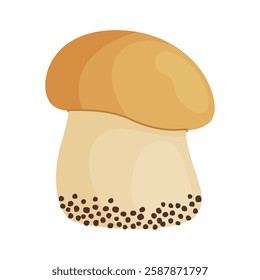 Porcini mushroom. Edible forest mushroom Hand drawn trendy flat style isolated icon. Fresh boletus. Autumn fungus. cep, penny bun, porcino. Botanical Vector illustration 