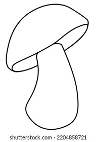 Porcini Mushroom - Vector Linear Coloring Picture with Edible Forest Mushroom. Outline. Edible Mushroom for Logo, Sign or Coloring Book