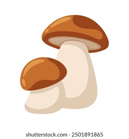 Setas porcini. Seta salvaje mágica. Ingrediente crudo del bosque del otoño. Ilustración plana de dibujos animados.