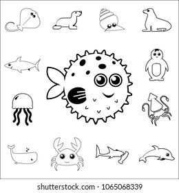 Porcupine blow fish icon. Detailed set of sea animal outline icons. Premium quality graphic design icon. One of the collection icons for websites, web design, mobile app on white background