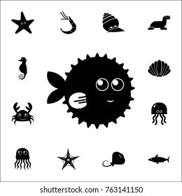 Porcupine blow fish icon. Set of cute aquatic animal icons. Web Icons Premium quality graphic design. Signs, outline symbols collection, simple icons for websites, web design on white background