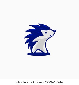 Porcupine Blue Character Mascot Vector Logo